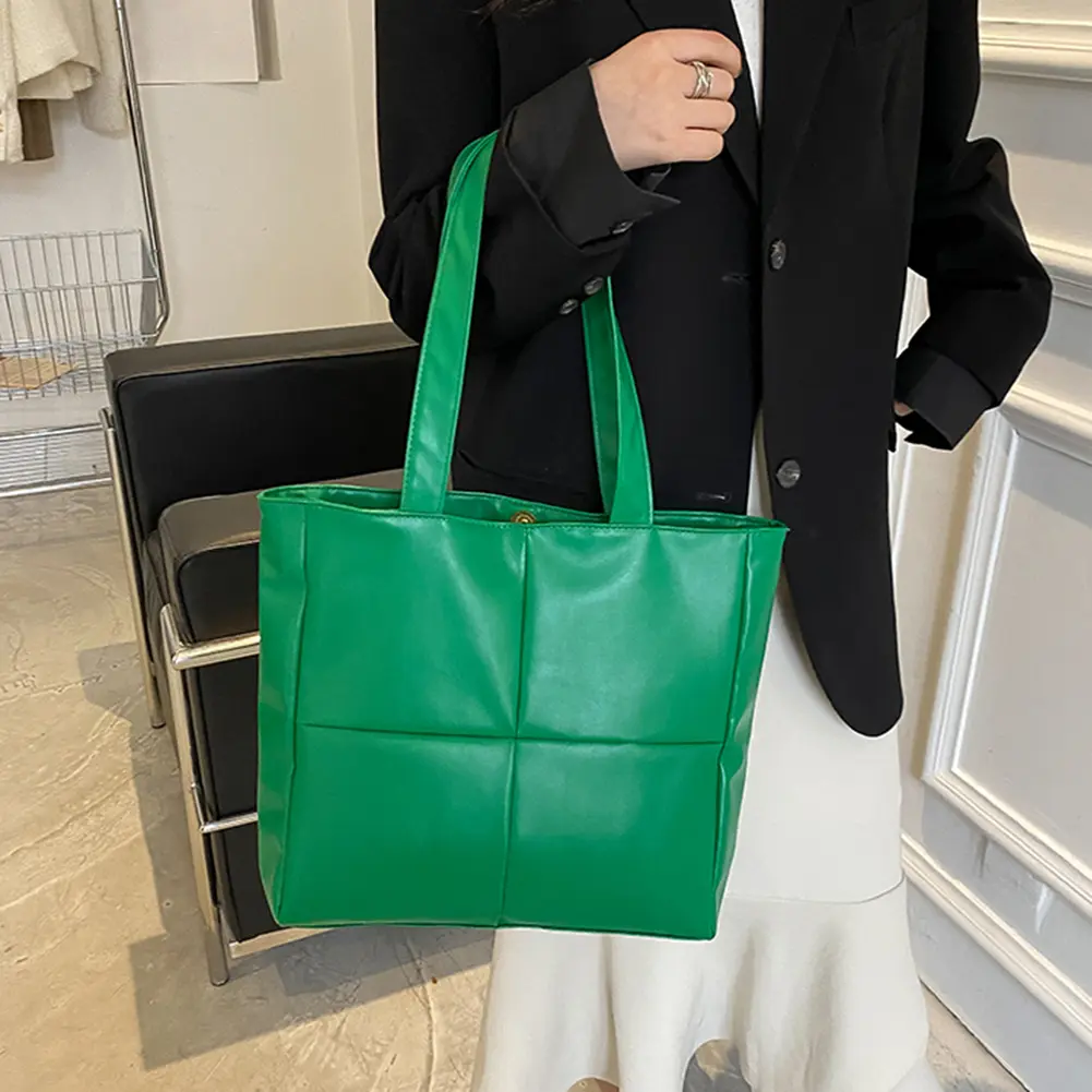 Womens Square Bag Retro All-match Shoulder Bags PU Leather Space Square Tote Bag Ladies Solid Color Handbags Large Armpit Purses