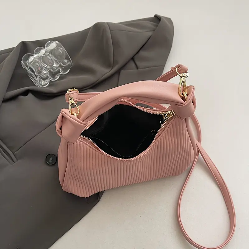 Women PU Underarm Purse Large Capacity Crescent Shoulder Crossbody Bags Causal Solid Color Tote Handbag Travel Top Handle Bag