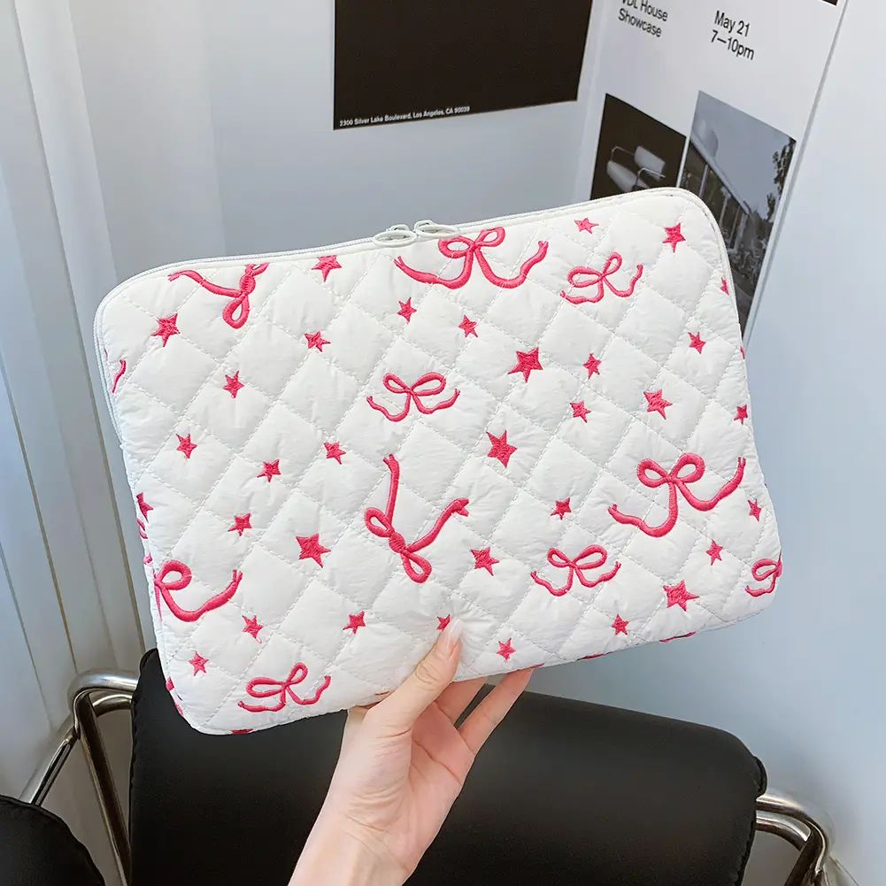 Cute Tablet Sleeve Bags for MacBook HP Dell Lenovo 11/13/15 Inch Quilted Portable Laptop Case Soft Padded Computer Clutch Bags
