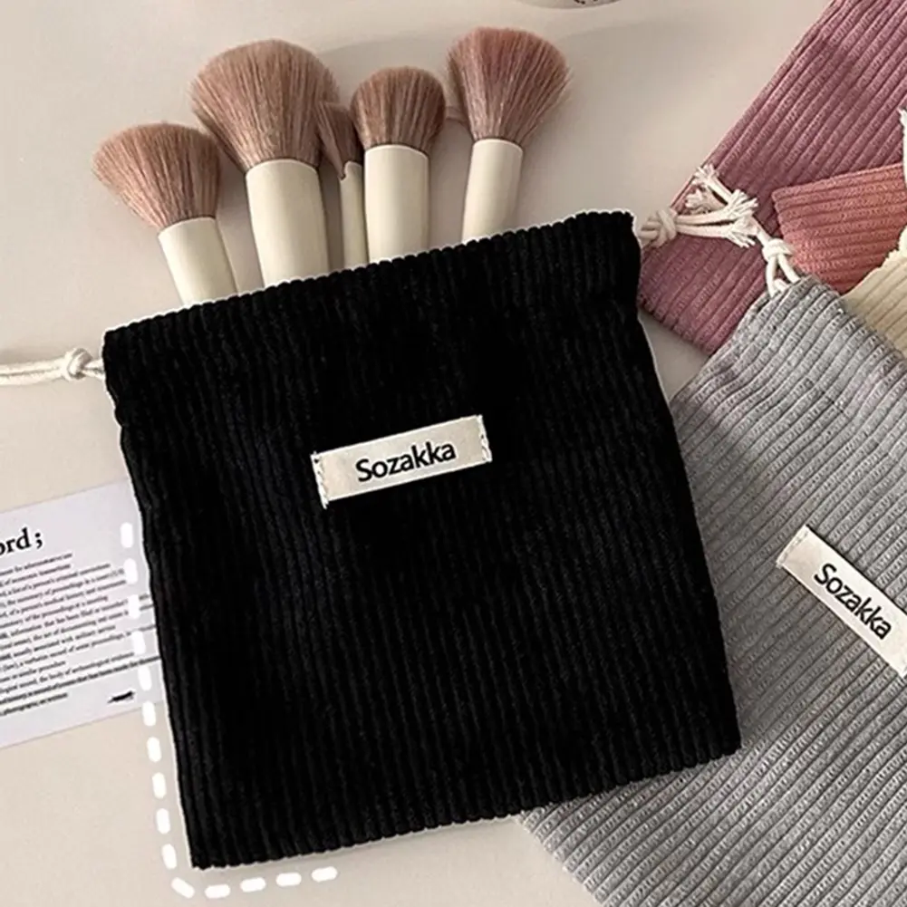 Fashion Drawstring Cosmetic Lipstick Bag Winter Christmas Gift Package Mini Bag 2023 New Corduroy Casual Solid Small Storage Bag