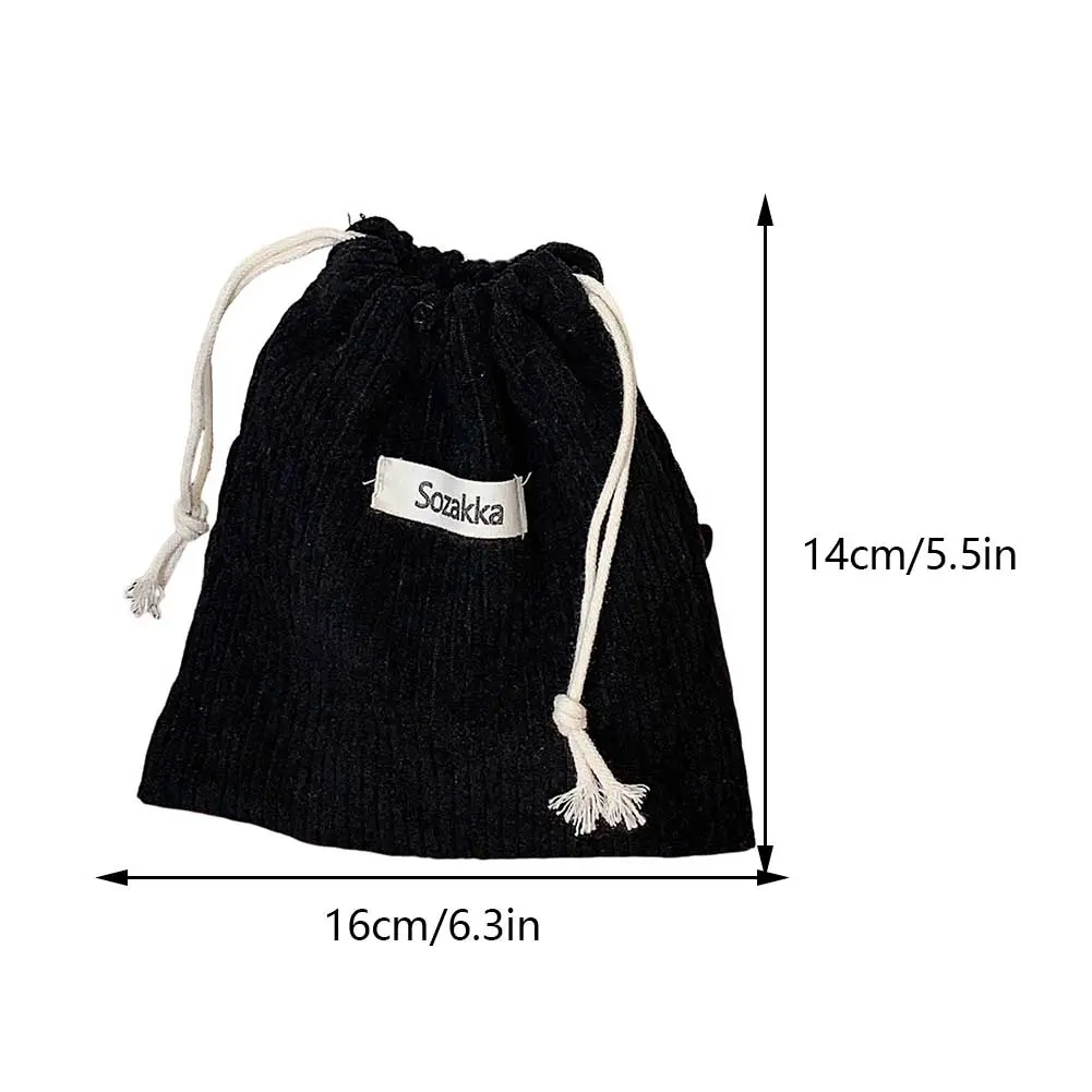 Fashion Drawstring Cosmetic Lipstick Bag Winter Christmas Gift Package Mini Bag 2023 New Corduroy Casual Solid Small Storage Bag