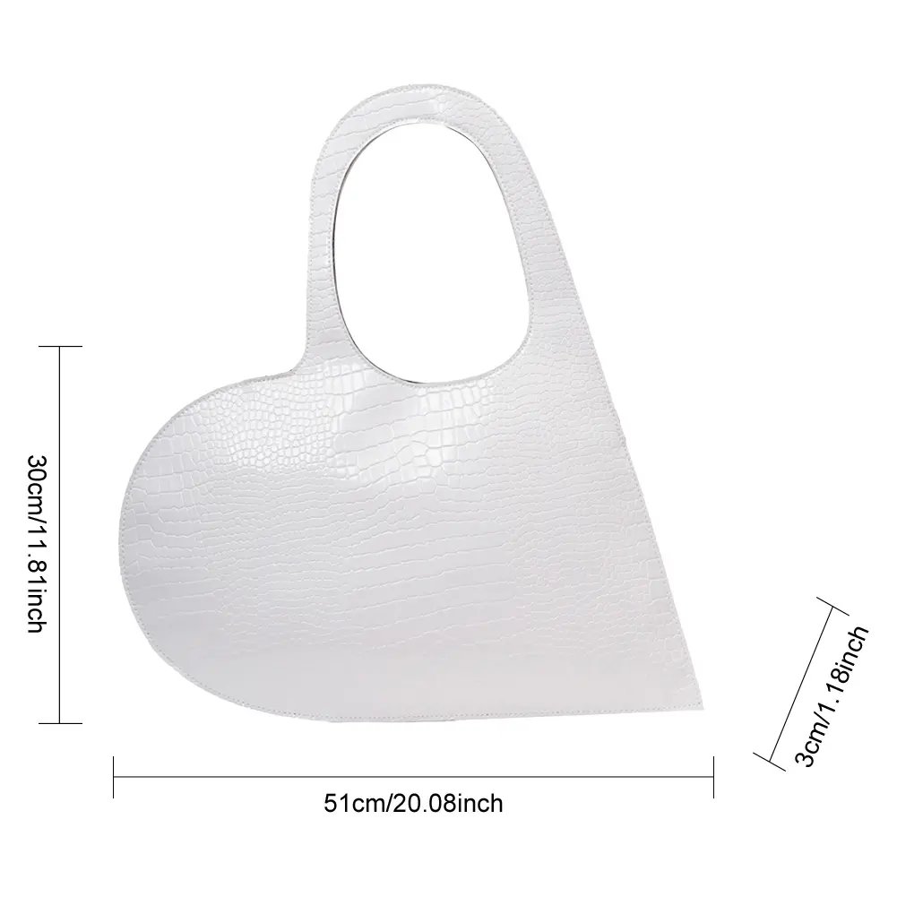 Luxury Design Heart Women's Armpit Shoulder Bag Fashion Clutch Purses Handbags Love Shape PU Slouchy Tote Bag Solid Top Hand Bag