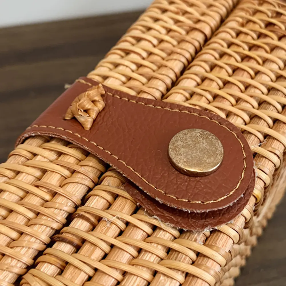 Handwoven Female Shoulder Bag Adjustable Strap Rattan Composite Shoulder Bag Large-capacity Durable Storage Ladies Shopping Trip
