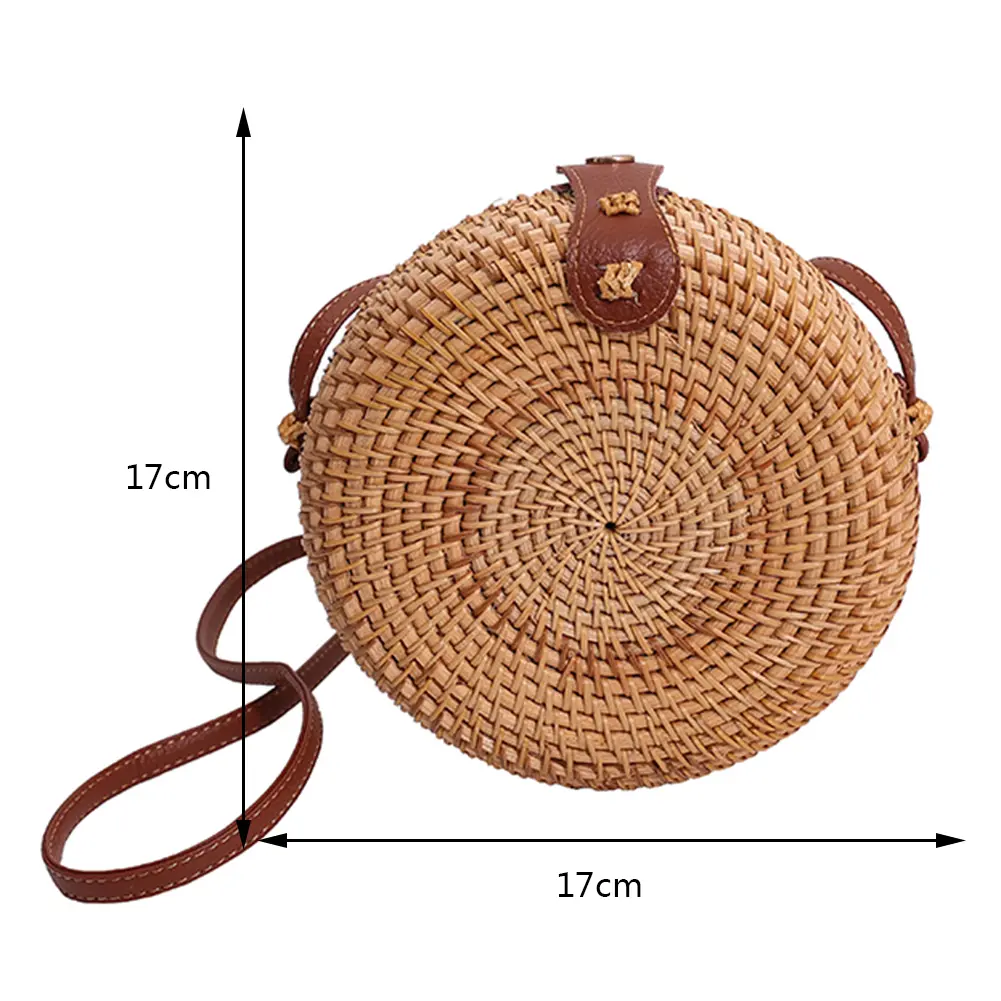 Handwoven Female Shoulder Bag Adjustable Strap Rattan Composite Shoulder Bag Large-capacity Durable Storage Ladies Shopping Trip
