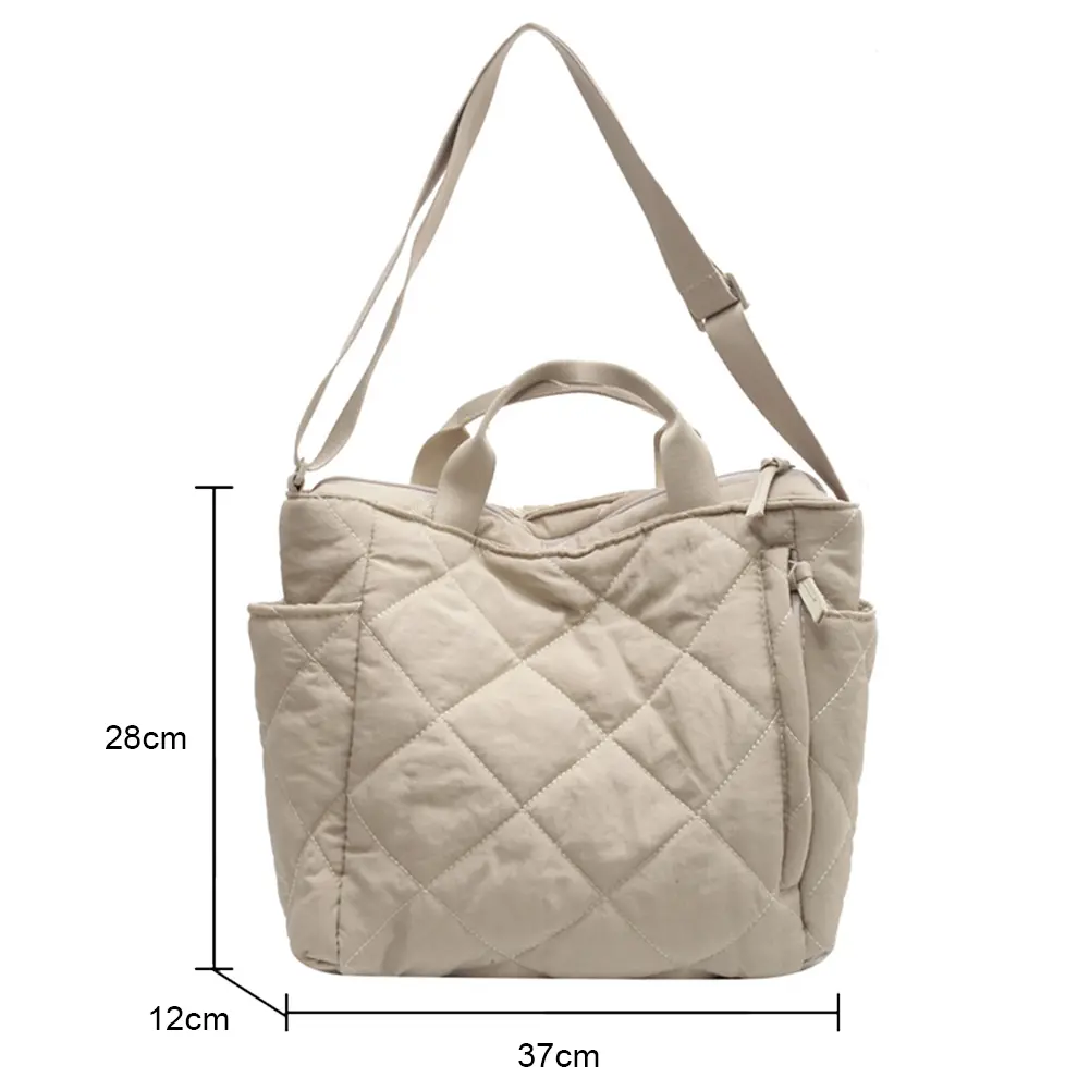 Cotton-padded Women's Shoulder Bas Autumn Winter Rhombic Lattice Quilted Handbags Large Capacity Solid Casual Soft Crossbody Bag