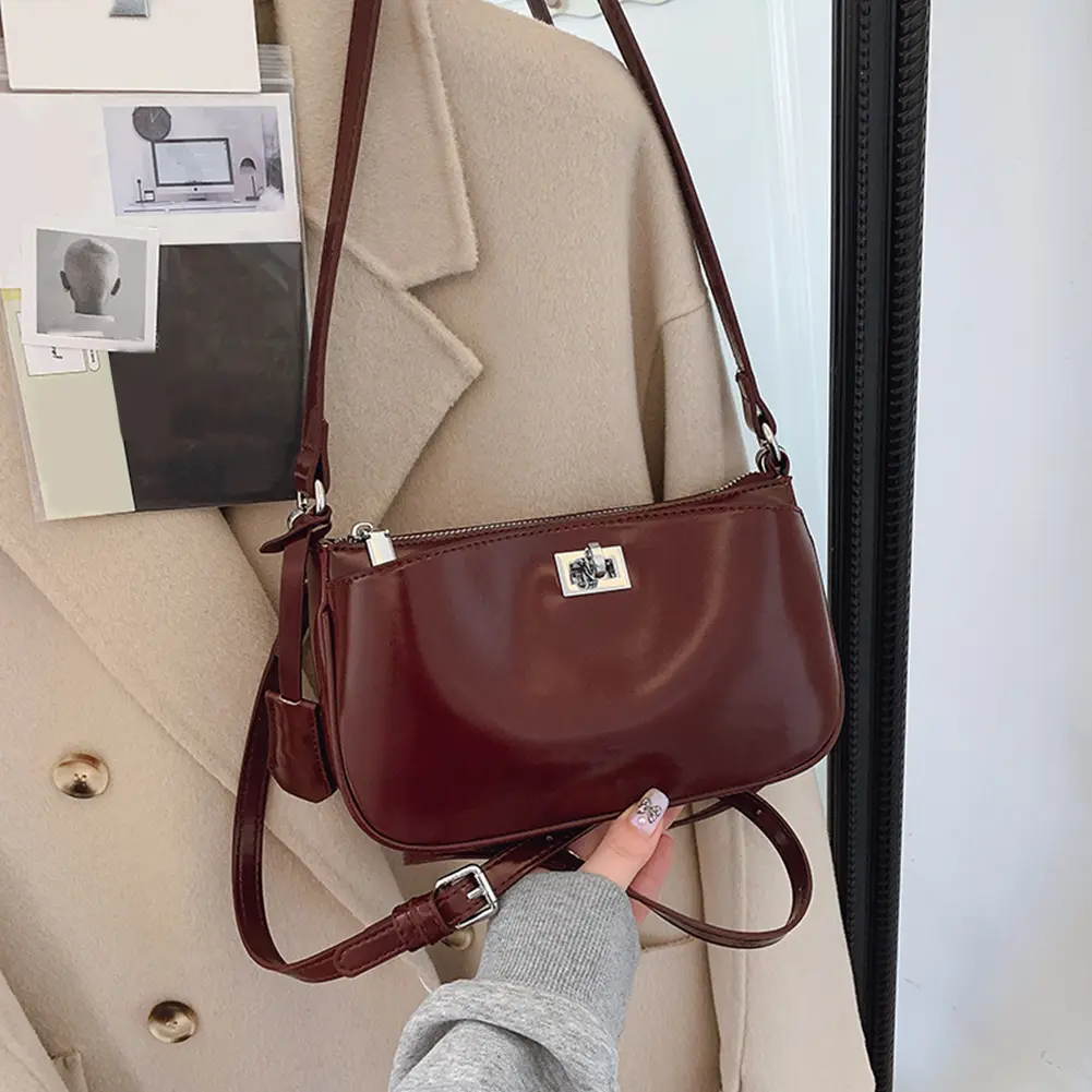 PU Women's Fashion Shoulder Underarm Bag Adjustable Strap Stylish Crossbody Bags Hasp&Zipper Closure Design Ladies Tote Handbag