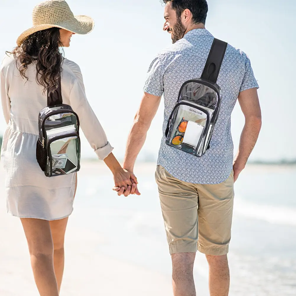 Waterproof Transparent Fanny Pack PVC Sports Simple Crossbody Bag Large Capacity Chest Bag for Festivals Travel Sports Outdoor ﻿