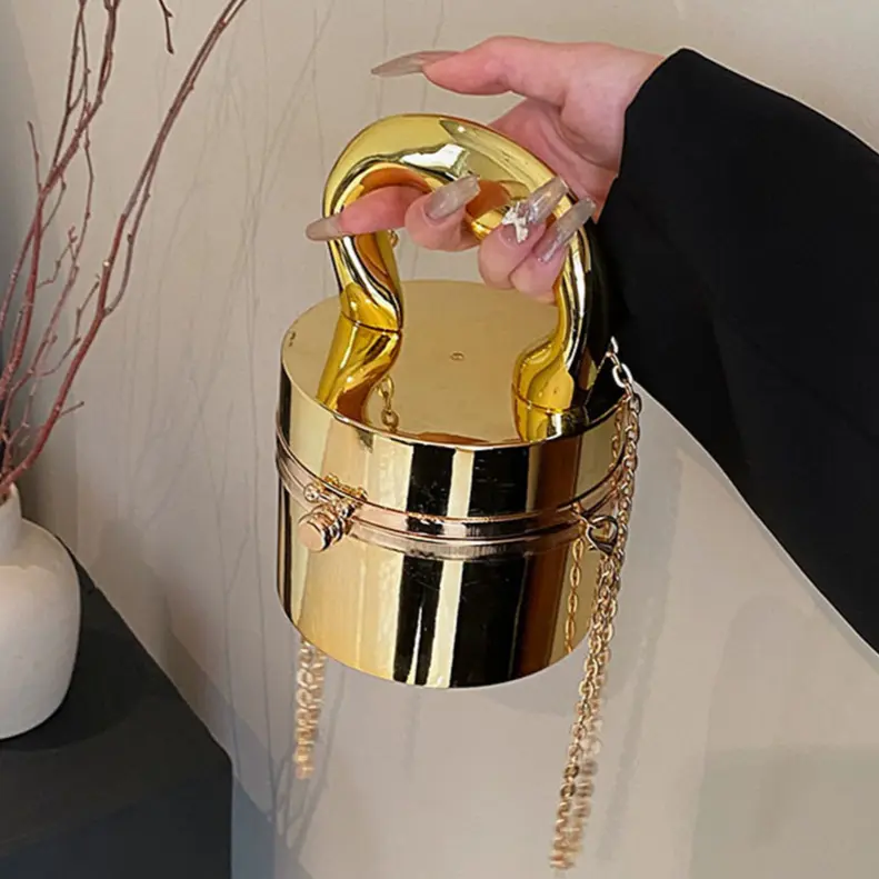 Acrylic Mini Dinner Bags Cylinder Famous Evening Bag Niche Design Metal Handle Box Bag Luxury Designer Handbag Chain Satchel Bag