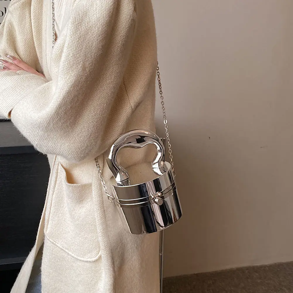 Acrylic Mini Dinner Bags Cylinder Famous Evening Bag Niche Design Metal Handle Box Bag Luxury Designer Handbag Chain Satchel Bag