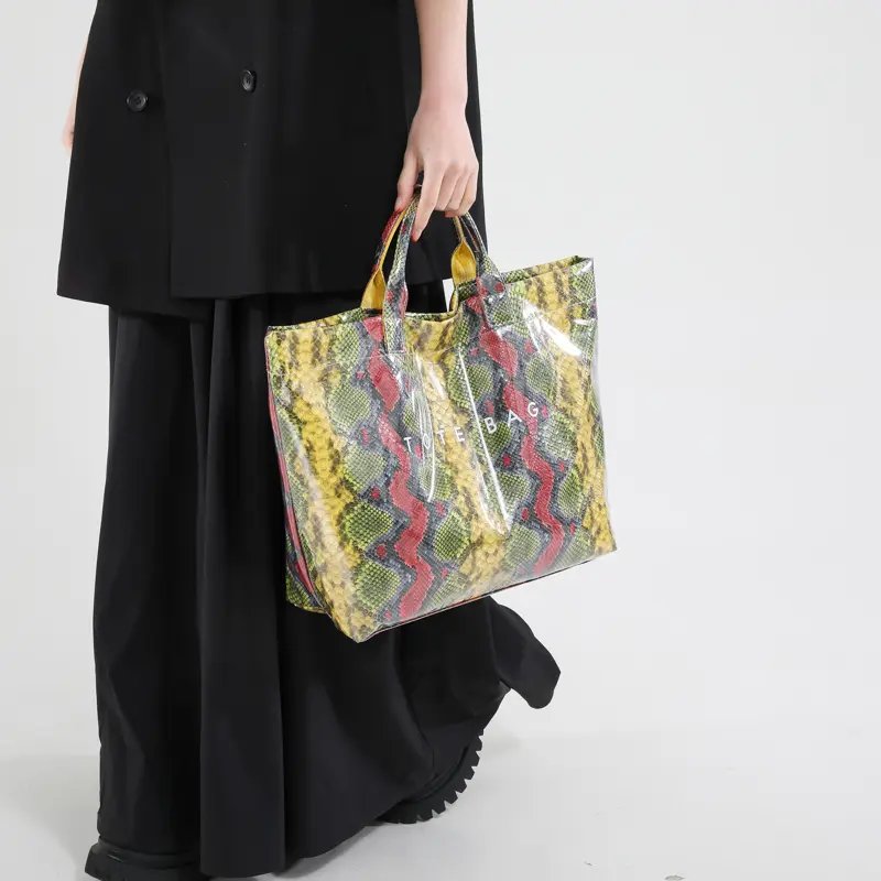 Retro Women's Tote Handbag Large Capacity PU Textured Top-Handle Bag Ladies Grocery Hand Bags PVC Waterproof Daily Shopping Bags