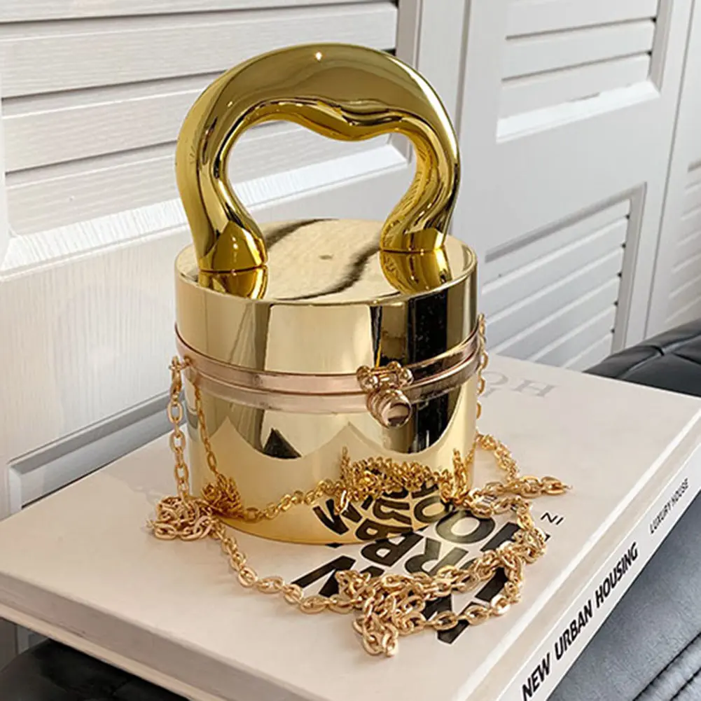 Acrylic Mini Dinner Bags Cylinder Famous Evening Bag Niche Design Metal Handle Box Bag Luxury Designer Handbag Chain Satchel Bag