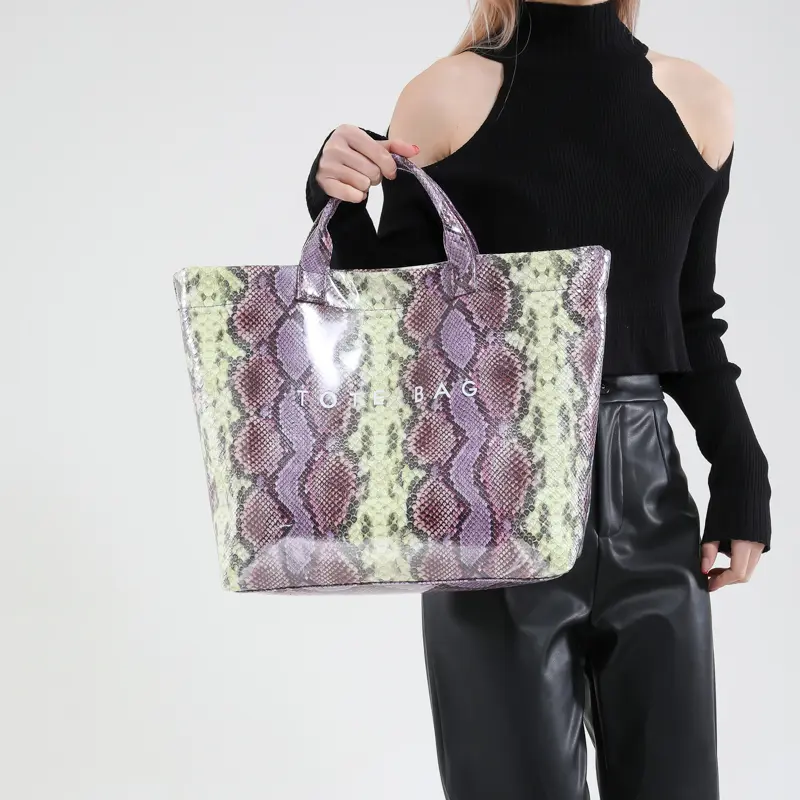 Retro Women's Tote Handbag Large Capacity PU Textured Top-Handle Bag Ladies Grocery Hand Bags PVC Waterproof Daily Shopping Bags