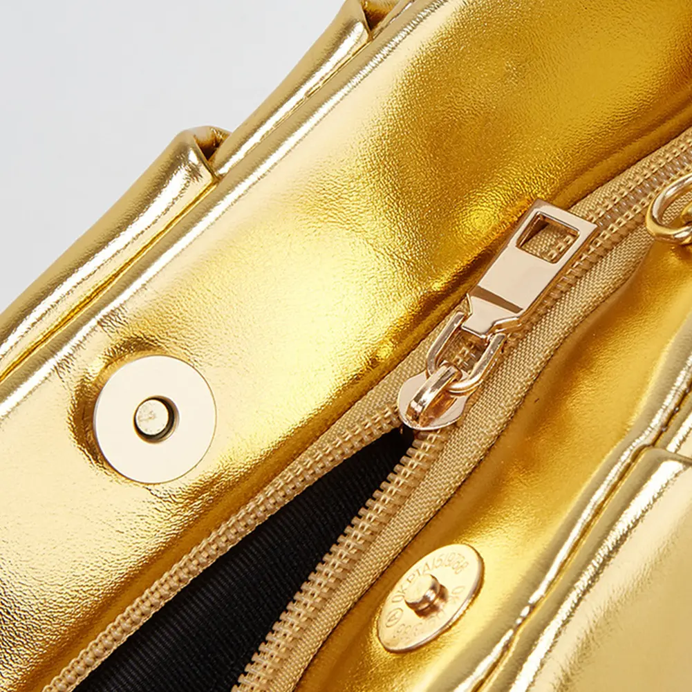 Women Pleated PU Clutch Purses Chain Strap Shoulder Bag Party Evening Bag Luxury Designer Handbag Special Gold Crossbody Bags