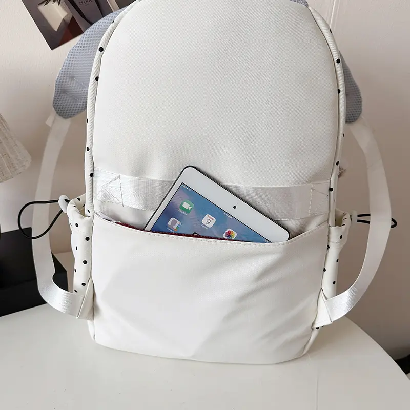 Women Student School Bookbag Large Capacity Polka Dot Print Backpack Casual Rucksack Cute Sweet Daypack Camping Picnic Knapsack