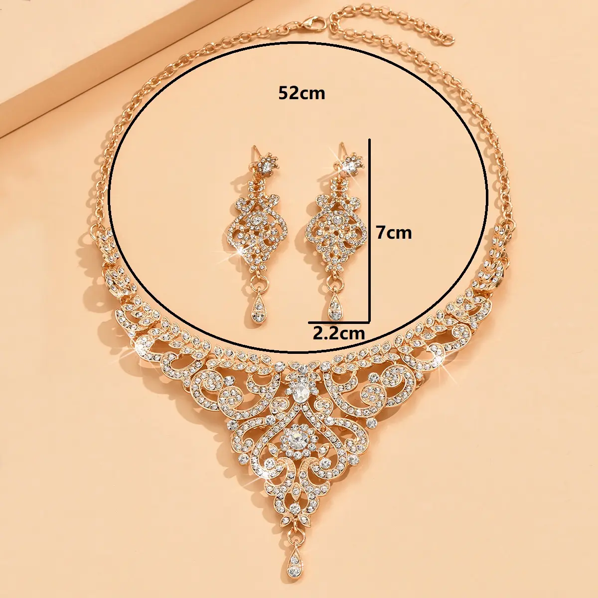 Design sense palace style jewelry set, high-end luxury rhinestone inlaid women's jewelry accessories