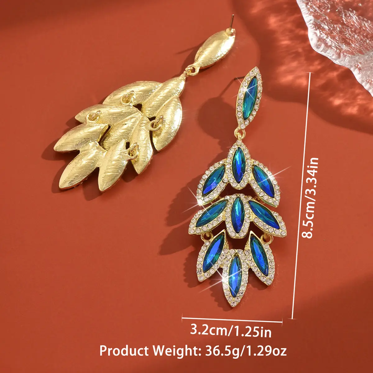 Ladies' fashionable design, leaf earrings, jewelry, suitable for dates, parties, holidays, gifts