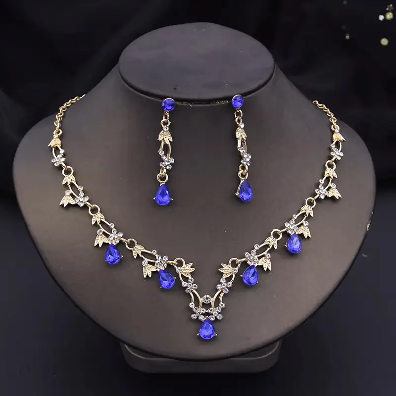 1 Set Of Fashionable Copper Inlaid Claw Chain Necklace, Earrings, Jewelry Set, Women's Wedding Banquet Party Daily Necessities