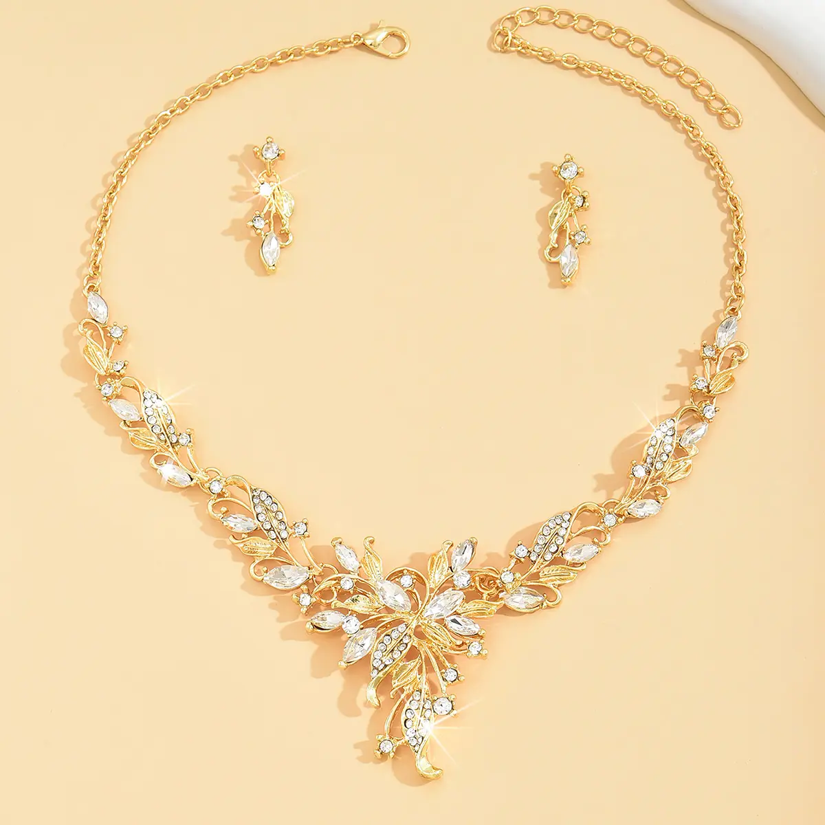 3 pieces of women's trendy tulip flower earrings, necklace, jewelry set, wedding banquet party, holiday gift