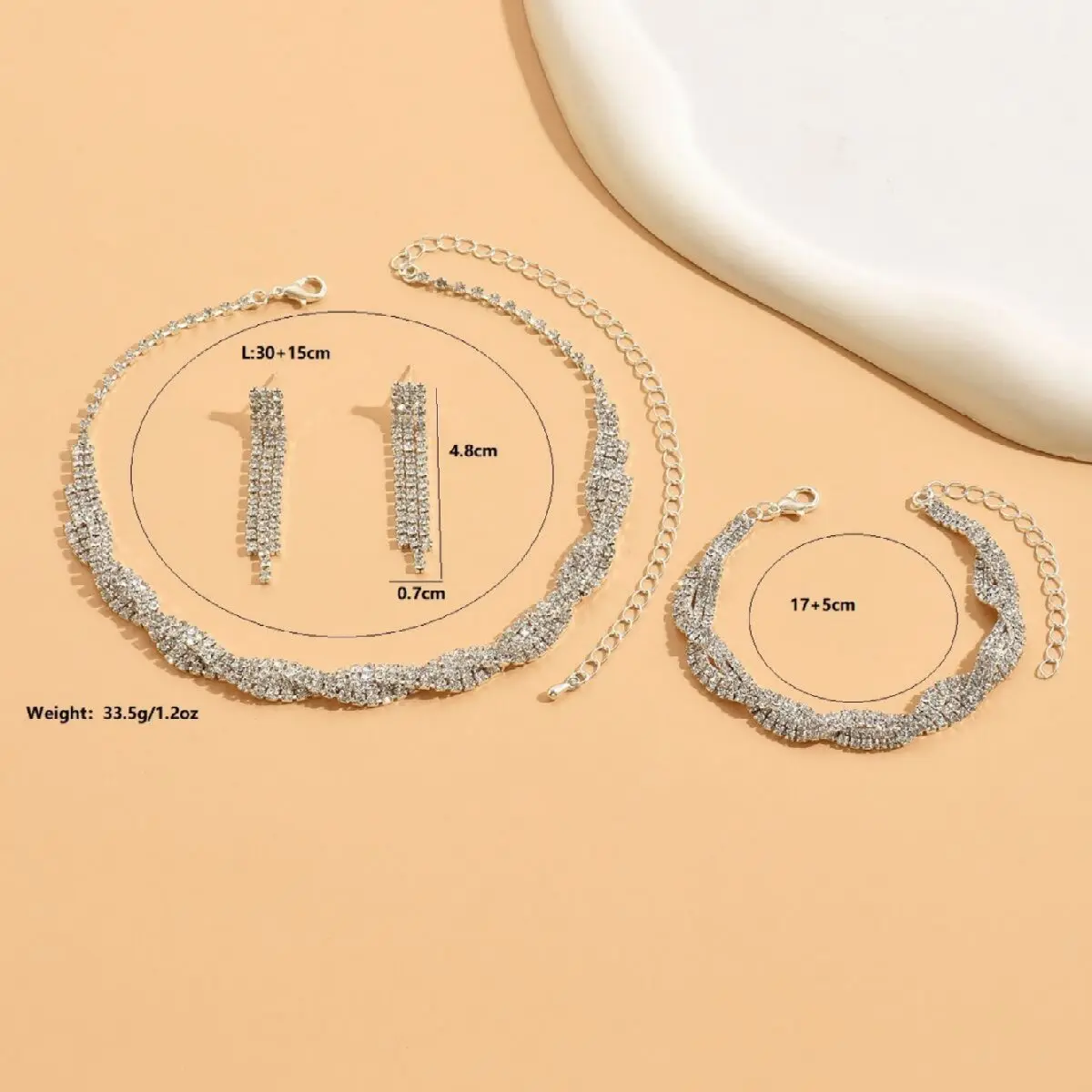 4-piece women's claw chain series wrapped tassel earrings necklace bracelet jewelry set wedding banquet party accessories