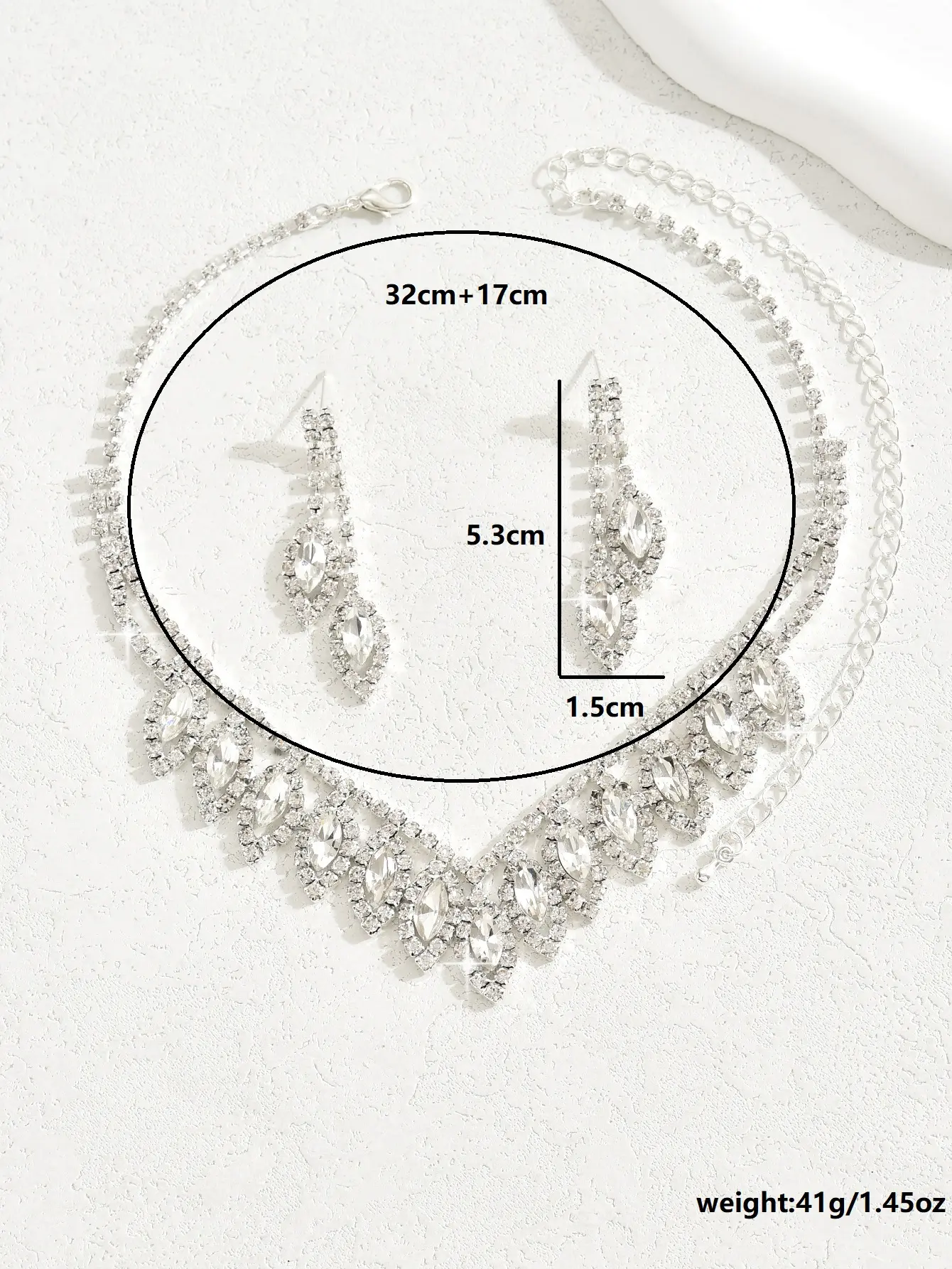 3PC Women's Fashion Design Water Drop Necklace Earrings Jewelry Set Suitable for Wedding, Party, Festival Gifts