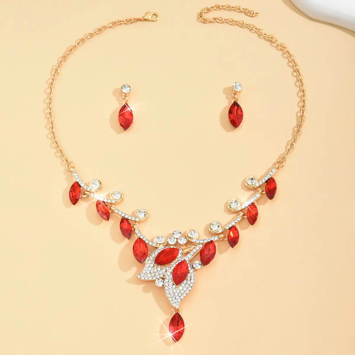 3PC Women's Fashion Flower Necklace Earrings Jewelry Set Suitable for Wedding, Party, Festival Gifts-8018