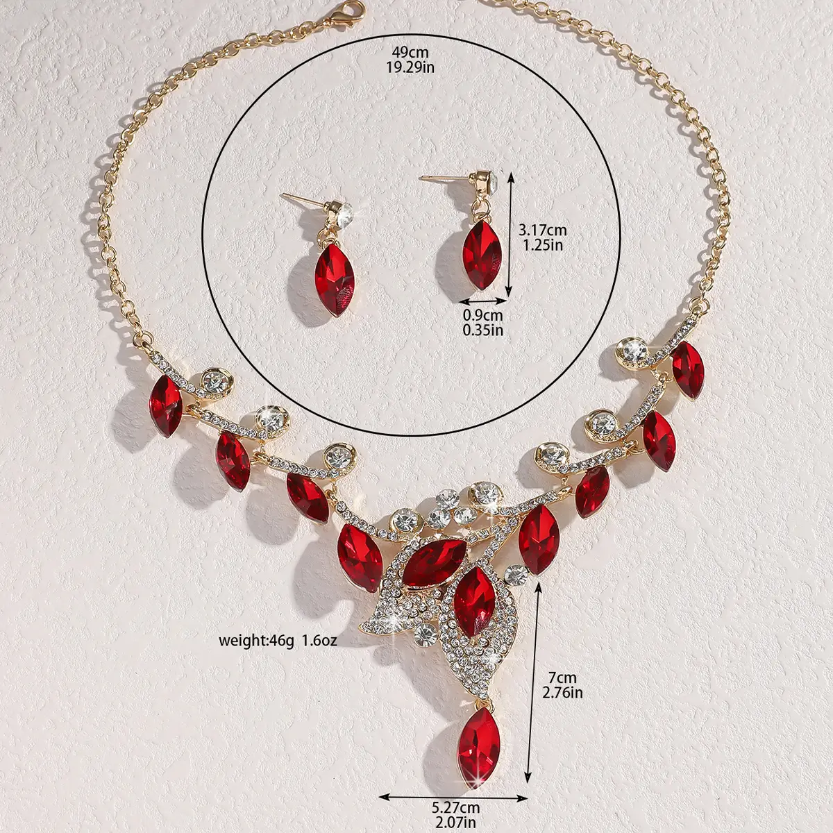 3PC Women's Fashion Flower Necklace Earrings Jewelry Set Suitable for Wedding, Party, Festival Gifts-8018