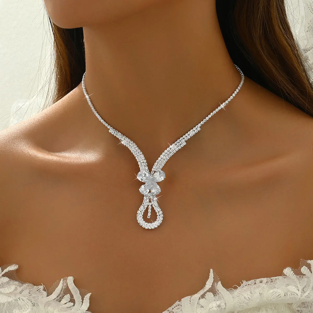 Women's fashion exquisite claw chain hollow design earrings necklace bracelet set wedding banquet party holiday gift