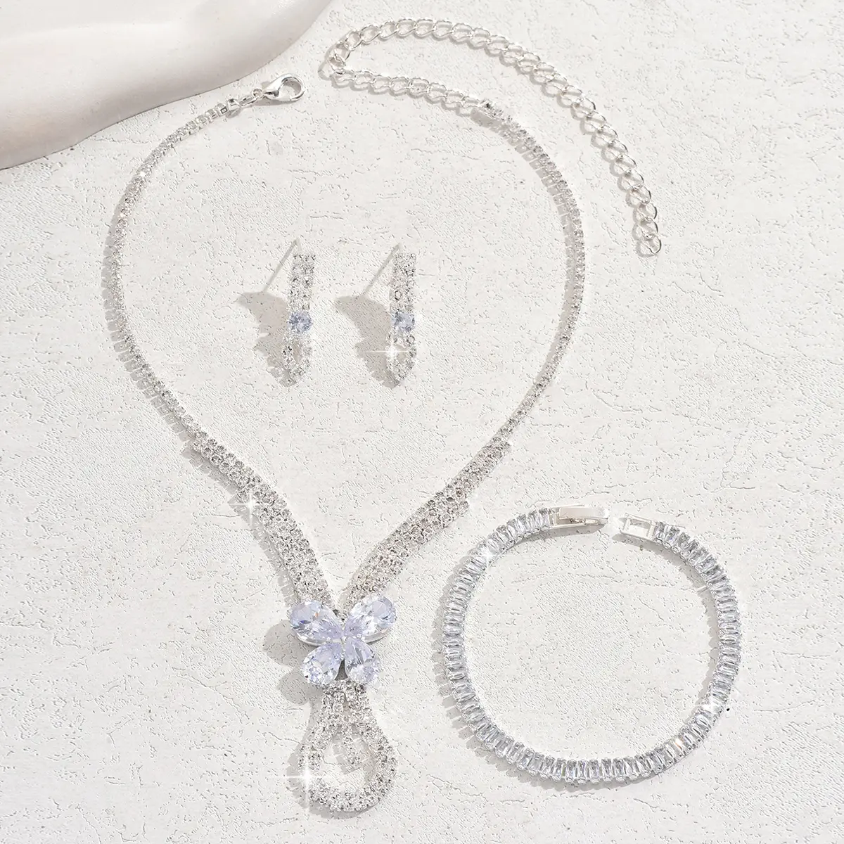 Women's fashion exquisite claw chain hollow design earrings necklace bracelet set wedding banquet party holiday gift