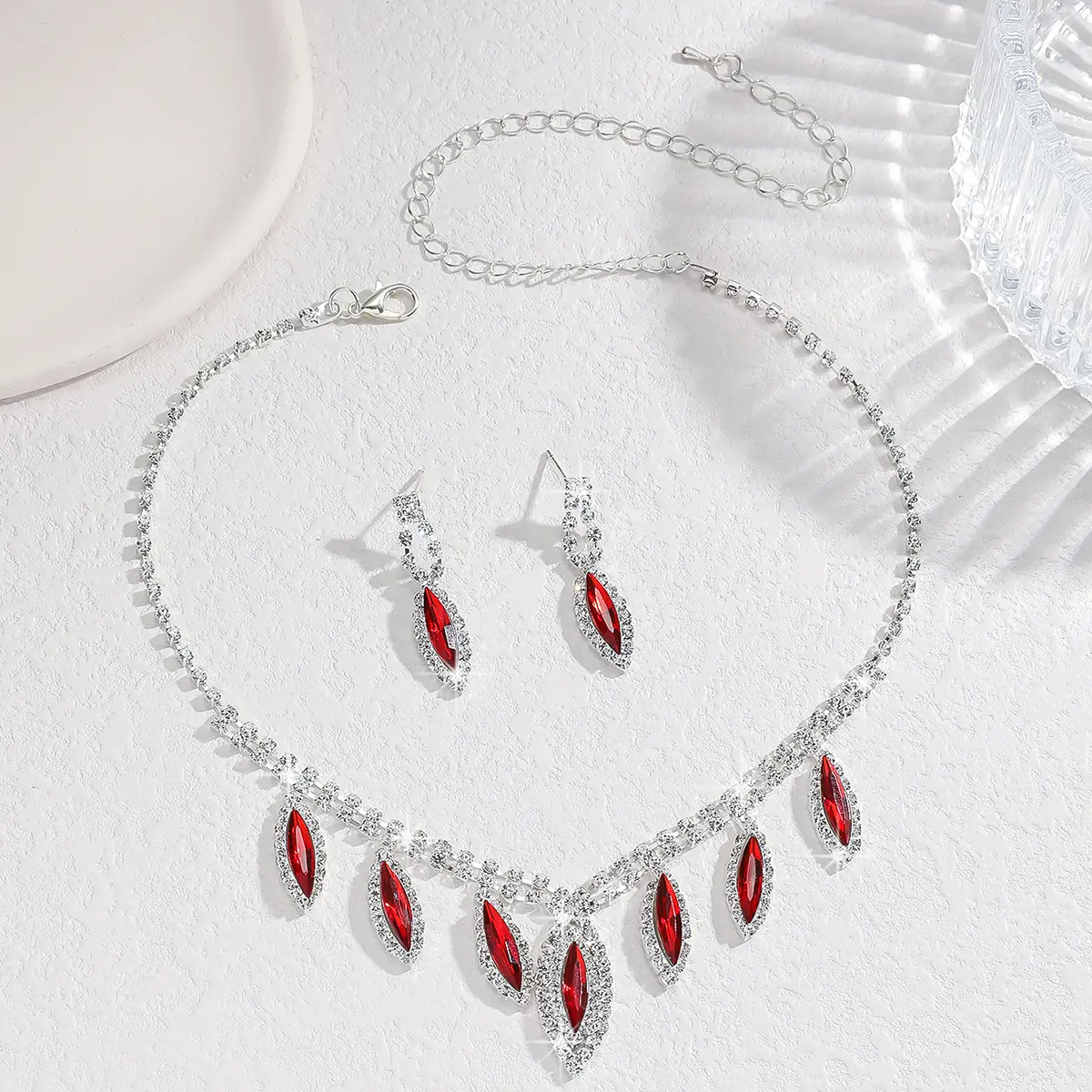 3PC Women's Fashion Geometric Necklace Earrings Jewelry Set Suitable for Wedding, Party, Festival Gifts