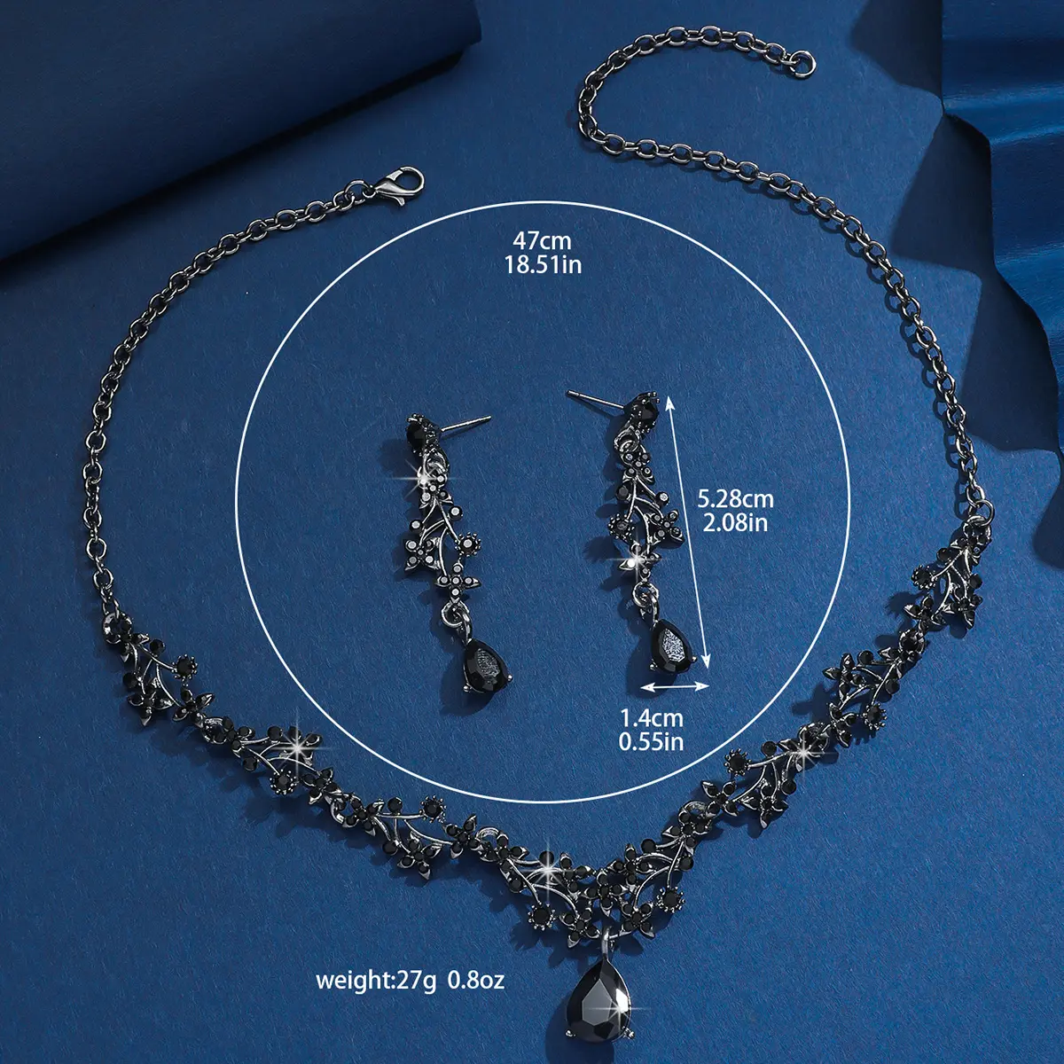 3PC Wedding Season Women's Flower Hollow Water Drop Necklace Earrings Jewelry Set Wedding Banquet Party Holiday Gift