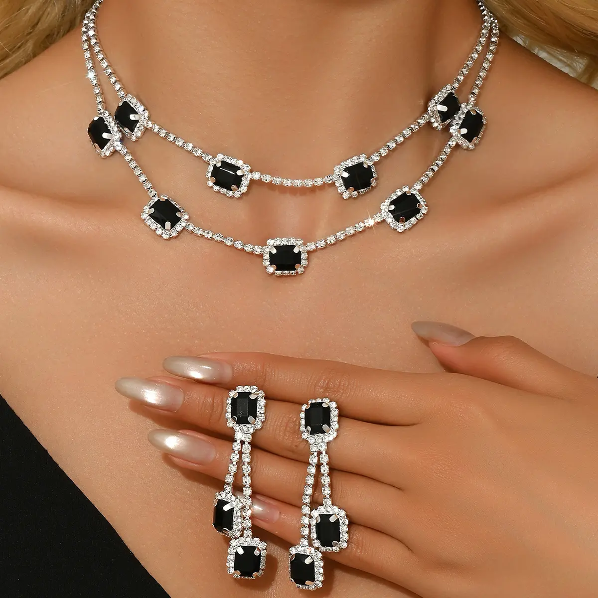 3PC Women's Fashion Design Necklace Earrings Jewelry Set Suitable for Wedding, Party, Festival Gifts
