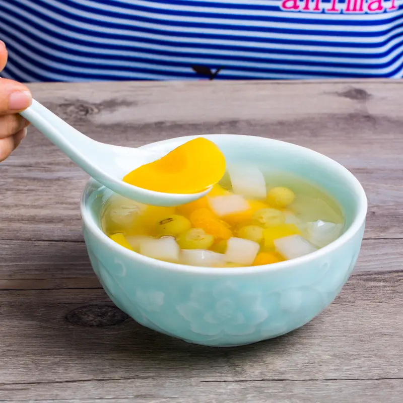 Celadon bowl for home rice bowl tableware ceramic bowl chinoiserie small retrostylish single thick bowl
