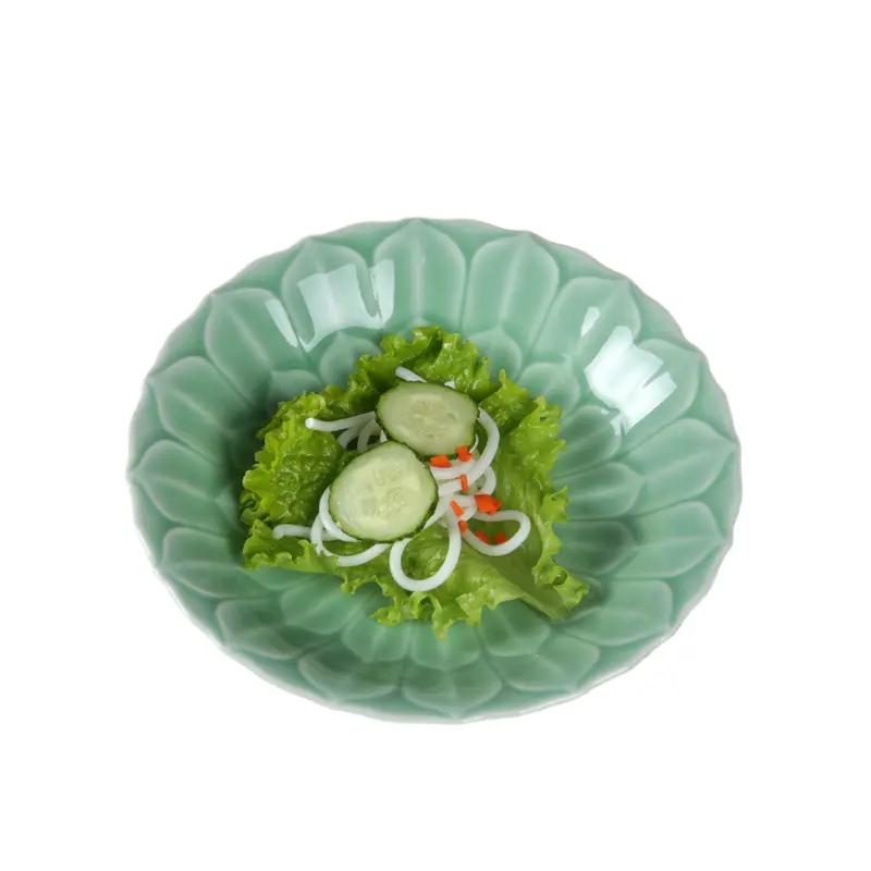 Celadon creative dish dish ceramic round dinner plate soup plate western food plate for home heat resistant
