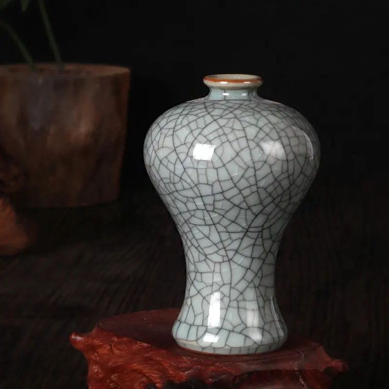 Longquan Celadon Mini Ceramic Vase, Japanese Style, Mini Flower Vase, Indoor Room Decoration