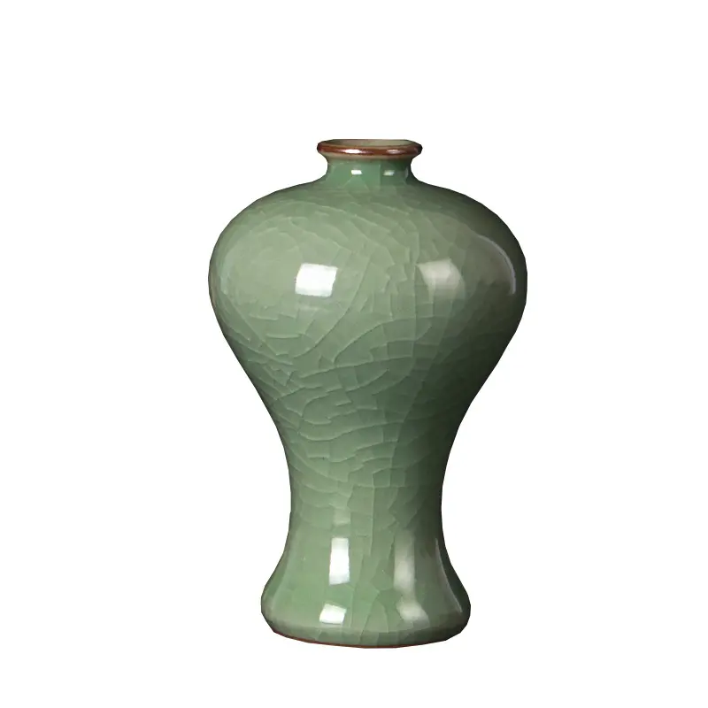 Longquan Celadon Mini Ceramic Vase, Japanese Style, Mini Flower Vase, Indoor Room Decoration