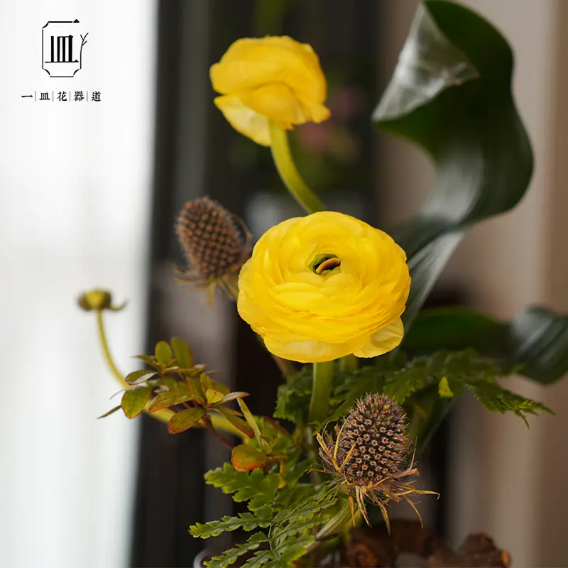 Lmitation Wood Fired Vase Chinoiserie Ceramic Flower Path Flower Arrangement Bottom Base Creative Vase
