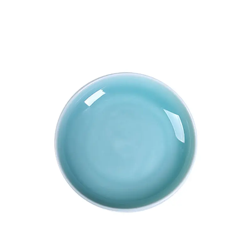 Celadon household rice bowl Azure moon cutlery bowl and plates combination solid color round bowl dish deep plate Chinese style