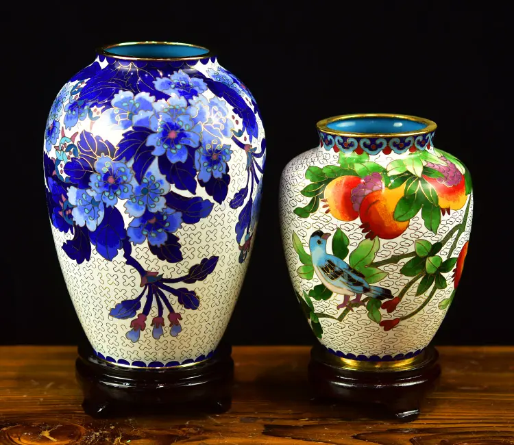 Cloisonn Flower Vase, Copper Body Wire Wound, Enamel Plant Vase, Desktop Decorative, Exquisite Workmanship, Room Decor