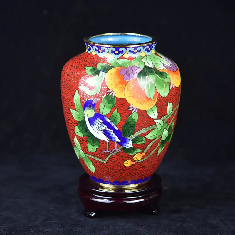 Cloisonn Flower Vase, Copper Body Wire Wound, Enamel Plant Vase, Desktop Decorative, Exquisite Workmanship, Room Decor