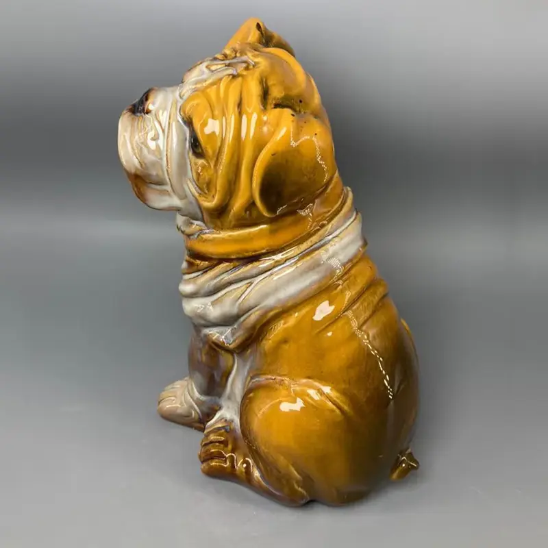 Ceramic Animal Statue Sculpture Crafts, Dog, Bulldog Decoration, High 22 cm