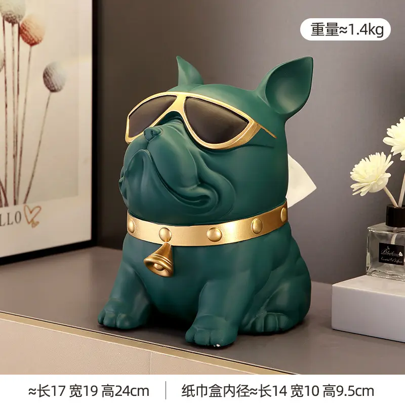 Bulldog paper extraction box for living room, modern and light luxury art decoration for home, coffee table