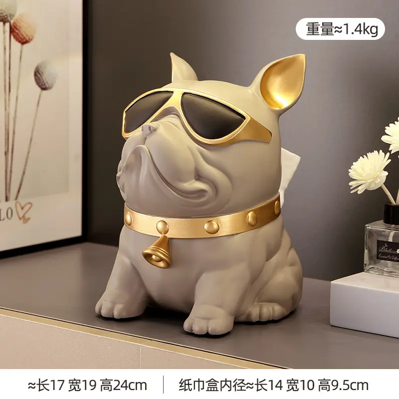 Bulldog paper extraction box for living room, modern and light luxury art decoration for home, coffee table