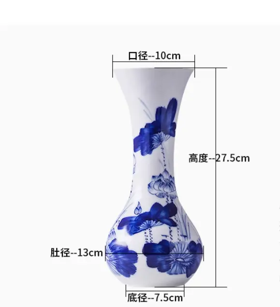 Ceramic Blue and white porcelain small vase hydroponic rich bamboo flower arrangement home living room decorations ornaments