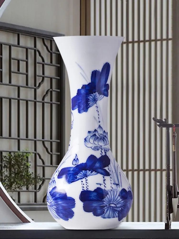 Ceramic Blue and white porcelain small vase hydroponic rich bamboo flower arrangement home living room decorations ornaments