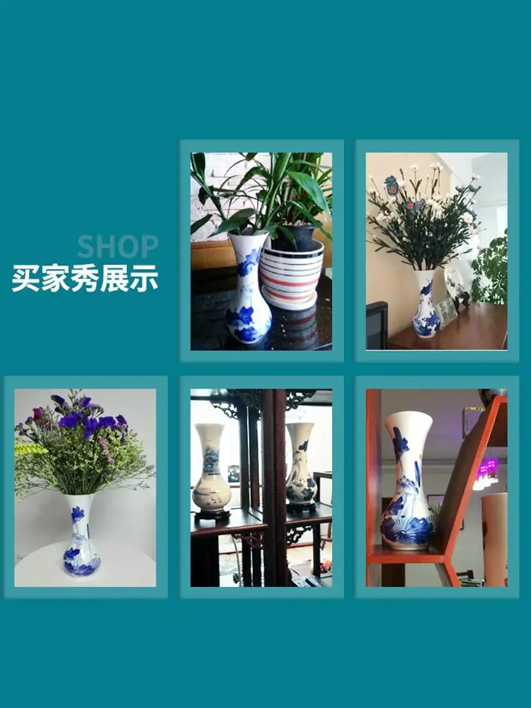 Ceramic Blue and white porcelain small vase hydroponic rich bamboo flower arrangement home living room decorations ornaments
