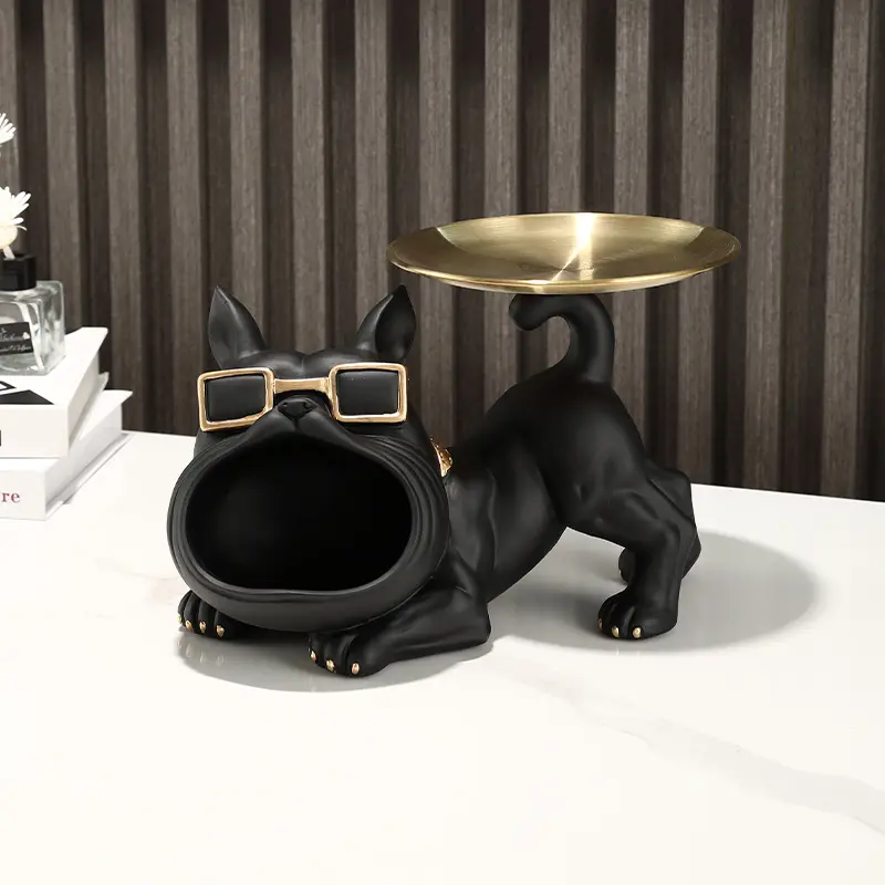 Creative French Bulldog dog statue sculptured ornaments crafts home light luxury decoration shoe cabinet desktop decoration