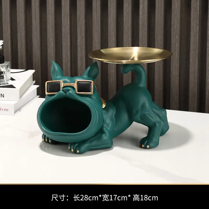 Creative French Bulldog dog statue sculptured ornaments crafts home light luxury decoration shoe cabinet desktop decoration