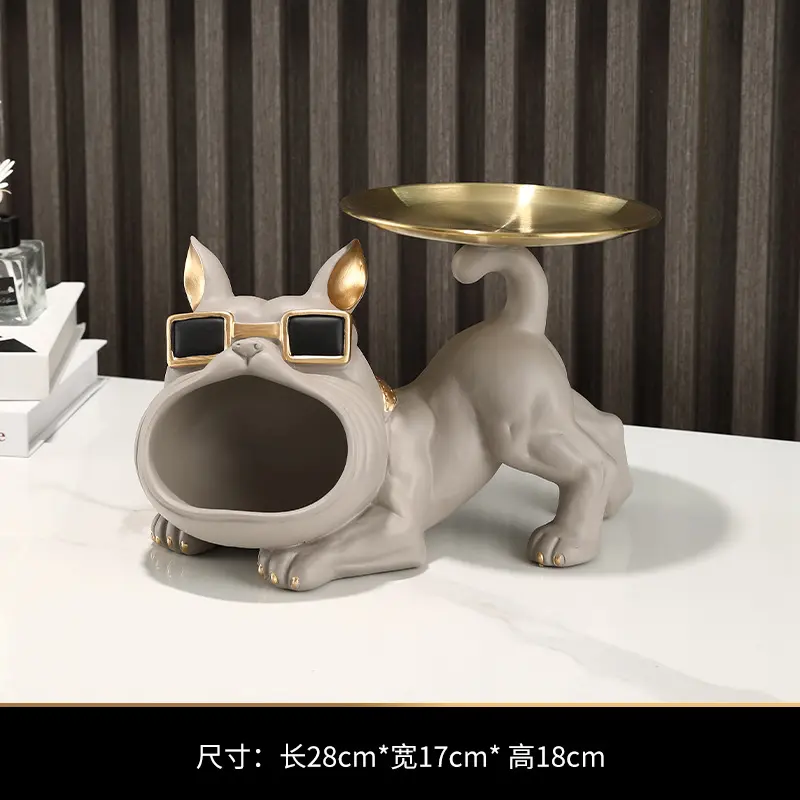 Creative French Bulldog dog statue sculptured ornaments crafts home light luxury decoration shoe cabinet desktop decoration