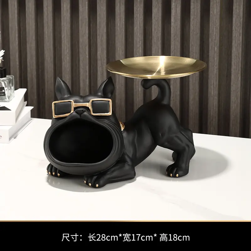 Creative French Bulldog dog statue sculptured ornaments crafts home light luxury decoration shoe cabinet desktop decoration