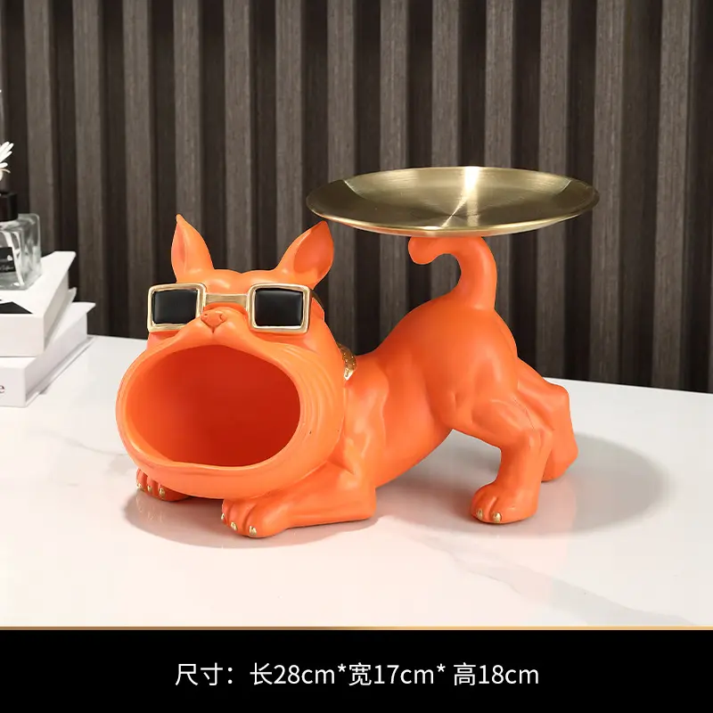 Creative French Bulldog dog statue sculptured ornaments crafts home light luxury decoration shoe cabinet desktop decoration